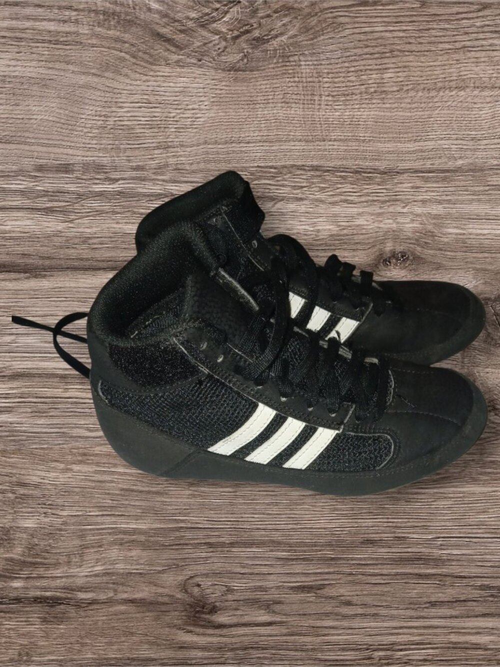 Adidas Youth Wrestling Shoes Size 2 Black White High Top